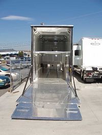 Rear, gate open with stacker shown 